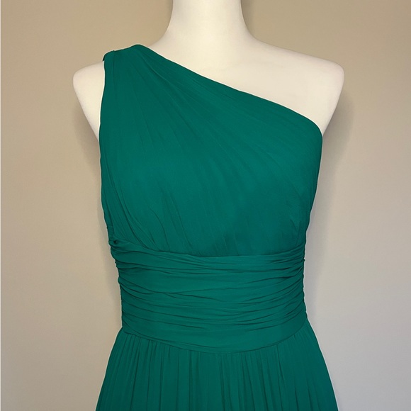 Michael Kors green gown one shoulder formal dress size 6 like new - Picture 5 of 11